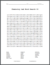 chemistry lab terms word search puzzles student handouts