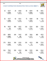 3 digit subtraction with regrouping worksheets. Three Digit Subtraction With Regrouping Worksheets