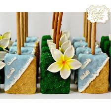 Birthday Decorated Rice Krispie Treats Chocolate Dipped Rice Krispies For Valentina S Moana Themed Birthday Celebration Beach R Moana Birthday Party Theme Hawaiian Birthday Party Moana Theme