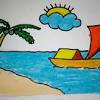 Contoh lukisan pemandangan di tepi pantai waktu senja. 1