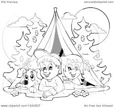 In this section you will find great clipart to download. Lineart Clipart Of A Cartoon Black And White Dog Boy And Girl Resting In A Tent While Camping Royalty Free Outline Vector Illustration By Visekart 1340807