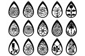 Download Floral Earrings Svg Teardrop Earrings Pendant Svg Files Tpt