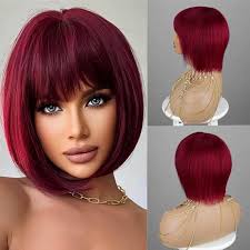 12 Inch burgundy bob wig