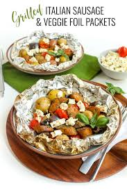 A family feast zucchini tomato italian sausage soup. Grilled Italian Sausage Veggie Foil Packets Healthy Dinner Recipe