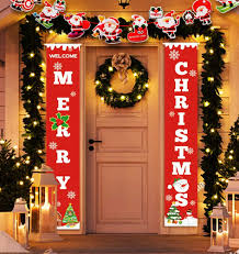 Holiday images new year images santa claus gifts. Brand Idefair Welcome Bright Red Xmas Porch Sign Hanging For Home Wall Door