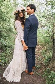 Short wedding dresses with sleeves are a fun option for beach or boho weddings, and have the extra bonus that they help you show off your wedding shoes. Lace Boho Wedding Dress Lace Hippie Wedding Dress Dorris Wedding