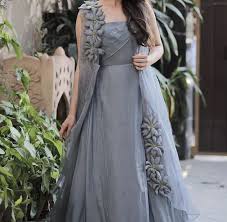 Shop for stunning long party wear gowns in beige, black, blue, gold & more colours. Pin By Soniya Oza On Special Dress Indian Gowns Dresses Dress Neck Designs Indian Designer Outfits