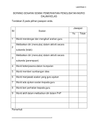 Sekarang anda telah menetapkan semuanya, gunakan senarai semak ini untuk mengesahkan bahawa semua sudah beres Borang Senarai Semak Pemerhatian Penglibatan Murid Dalam Kelas