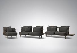 Rotin de pe et fer et verre trempé →2. Canape Fly 2 Places Chene Fonce Gris Fonce Made In Design