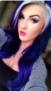 Blonde Front W Dark Blue Back Rainbow Hair Short Bob Hairstyles Long Hair Styles