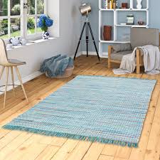 Teppich aus baumwolle und jute beige 200 x 300 cm barcelone. Baumwolle Natur Teppich Cayenne Blau Turkis Bunt Meliert