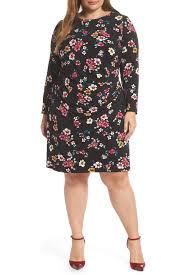 Eliza J Long Sleeve Floral Print Dress Plus Size Nordstrom Rack