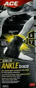 Ace Large Ultra Lite Ankle Brace Firm Support Left Or Right Black