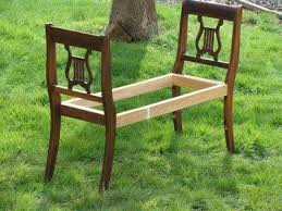 Will Be Doing This Two Old Chairs That Are Turned In To A Bench Love It Making A Bench Home Diy Antique Chairs