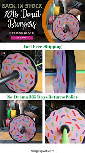 Great gift idea for the athlete/lifter in your life, plus free shipping. 10lb Donut Bumper Plate Pair Bumpers Pink Icing Plate Design