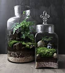 Woodland Terrarium Garden With Miniature House And Fleur De Lis Finial Garden Terrarium Terrarium Succulent Terrarium