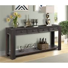 Shop Black Console Table With 4 Storage Drawers On Sale Overstock 29341068 In 2020 Sofa Table With Storage Long Sofa Table Black Console Table