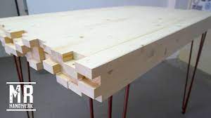Denken sie bei der größe der grundfläche unbedingt an den raum, in dem der tisch stehen soll. Designer Tisch Aus Dachlatten Selber Bauen Wie Geht Das 1 Youtube