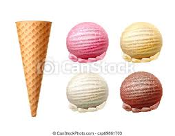 Ice cream collection design with watercolor illustration for decorative use. Vector Realistic Waffle Cone Ice Cream Scoop Set Realistic Waffle Cone With Icecream Scoop Set Vector Tasty Refreshing Canstock