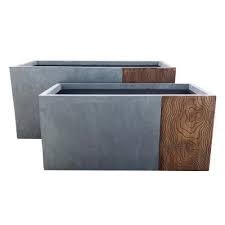Kante 31 In And 23 In Long Timber Ridge Lightweight Concrete Modern Rectangle Outdoor Planter Set Rf0219ab C80811 The Home Depot Outdoor Planters Concrete Planters Planters