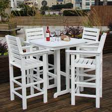 Polywood Captain 5 Pc Recycled Plastic Bar Height Dining Set Patio Bar Table Patio Furniture Sets Patio Dining Set