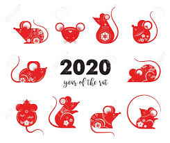 Happy Chinese New Year Design 2020 Rat Zodiac Cute Decorated Mouses Collection Japanese Chinese New Year Design Chinese New Year Crafts Mouse Illustration
