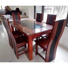 A 6 seater dining table also allows each member at the table to have ample space to rest their hands and to have a full view of the person they are conversing with. Vazir Traders Rectangle Table 6 Seater Dining Table Set With Glass Size 5x3 Feet For Home Rs 25000 Set Id 21222682133