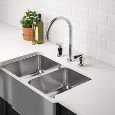 It's no secret that i am a huge fan of ikea kitchen cabinets. Ikea Bredsjon Apron Front Double Bowl Sink Under Glued Stainless Double Bowl Sink Double Bowl Kitchen Sink Double Bowl Undermount Kitchen Sink