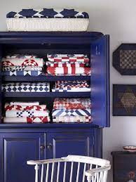 Classic stripped roman shades add to the subtle theme. Independence Day Inspiration Patriotic Bedroom Ideas Hirshfield S