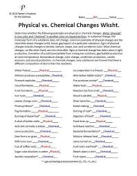 Chemical And Physical Change Worksheet Physical Change Versus Chemical Reaction Classi In 2020 Chemical And Physical Changes Chemical Changes Social Studies Worksheets