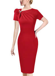 Vfshow Womens Pleated Asymmetric Bow Neck Work Cocktail Party Sheath Dress At Amazon Women S Clothing Store Fashion Dresses Sheath Dress