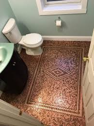 Penny tile floors penny backsplash kitchen backsplash tile flooring copper backsplash penny countertop tiled floors wood countertops basement flooring. Penny Floor Faq Your Penny Floor Questions Answered Pretty Purple Door