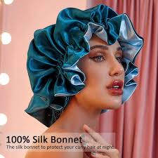 Sleeping with curly hair 101. Buy Satin Bonnet For Natural Hair Bonnets For Black Women Silk Bonnet For Curly Hair Cap For Sleeping Silk Sleep Cap Hair Bonnet For Women Hole Blue Online In Indonesia B0852z2qtz