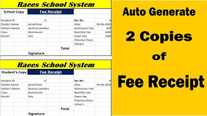 Auto Generate 2 Copies Of Fee Receipts In Excel By Learning Center In Ur Learning Centers Excel Tutorials Learning