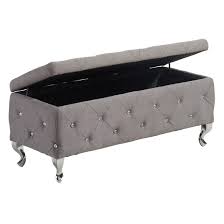 Free delivery over £40 to most of the uk great selection excellent customer service find.whether you want to store blankets, toys or tools, our storage chests and. Ottomans Footstools Grey Ottoman Storage Bench Large Storage Seat Blanket Box Buttons Chrome Feet Home Furniture Diy