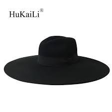 Wool Felt Wide Brimmed Hat Women Hats Fashion Black Fashion Wide Brimmed Hats