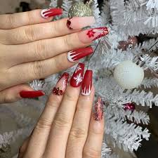 Uñas acrilicas rojas con blanco. Unas Decoradas Navidenas 50 Ideas Para Brillar Esta Navidad