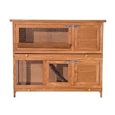cage a lapin poulailler clapier en bois de pin de grande taille avec 2 etages 120x48x100cm cage lapin rabbit cages cage
