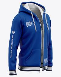Download Full Zip Hooded Sweatshirt Front Half Side View Of Hoodie In Apparel Mockups On Yellow Images Object Mockups