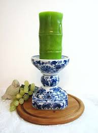 Spode blue room collection ionian candlestick candle stick holder. Asian Blue White Porcelain Pillar Candle Holder Large Etsy Large Candle Holders Pedestal Candle Holder Pillar Candle Holders
