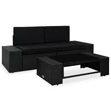 Die perfekte lounge für ihren garten, terrasse oder balkon. 3 Tlg Garten Lounge Set Poly Rattan Schwarz Gunstig Kaufen Jamb Xxl