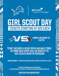 Join your fellow Girl Scouts, family, and friends for a fun-filled day at  Ford Field as the Detroit Lions take