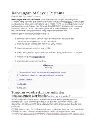 Draf pelan pembangunan malaya b. Rancangan Malaysia Pertama