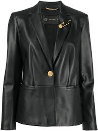 Versace Slim Fit Blazer Farfetch In 2020 Versace Leather Jacket Leather Blazer Womens Fashion Blazer