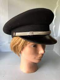 Vintage Pilot Hat Black Air Force Cap Military Cap Police Etsy Black Air Forces Pilot Hat Military Cap