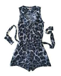 Temt Jumpsuit Romper Leopard Print Stretch Size S Small 8 Black Summer Ruffle Ebay