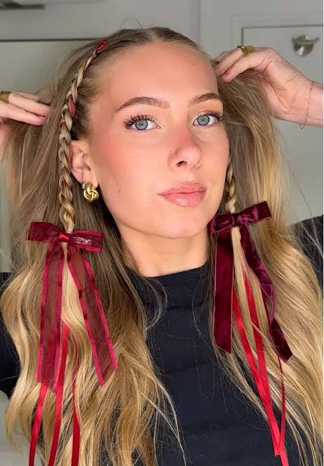 Red Ribbon Accent hair style