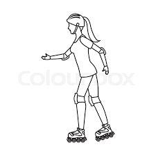 Roller skating is a sport that is widely popular among youngsters. Drawing Girl Roller Skate Activity Stock Vector Colourbox