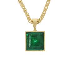 Diamond pendant necklace in 14kt yellow gold sale from: 18ct Yellow Gold Square Emerald Necklace Nicholas Wylde