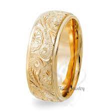 Hand Engraved Mens Wedding Bands 10k Yellow Gold Wedding Rings Matching Weddin Mens Yellow Gold Wedding Bands Mens Gold Wedding Band Hand Engraved Wedding Band